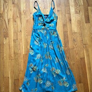 Angie Teal Floral Maxi Dress